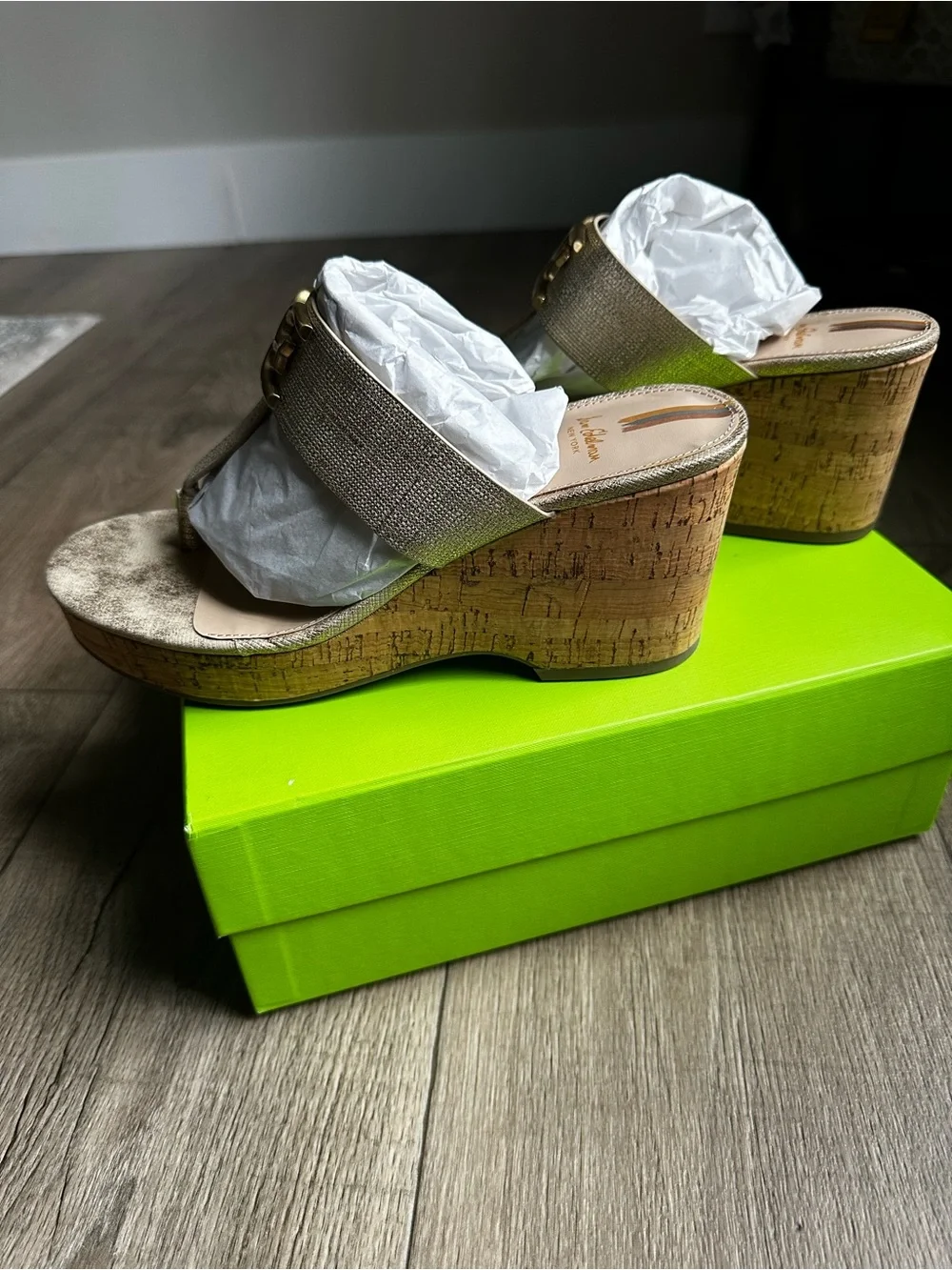 Sam Edelman Gold Cork Wedge Thong Sandals